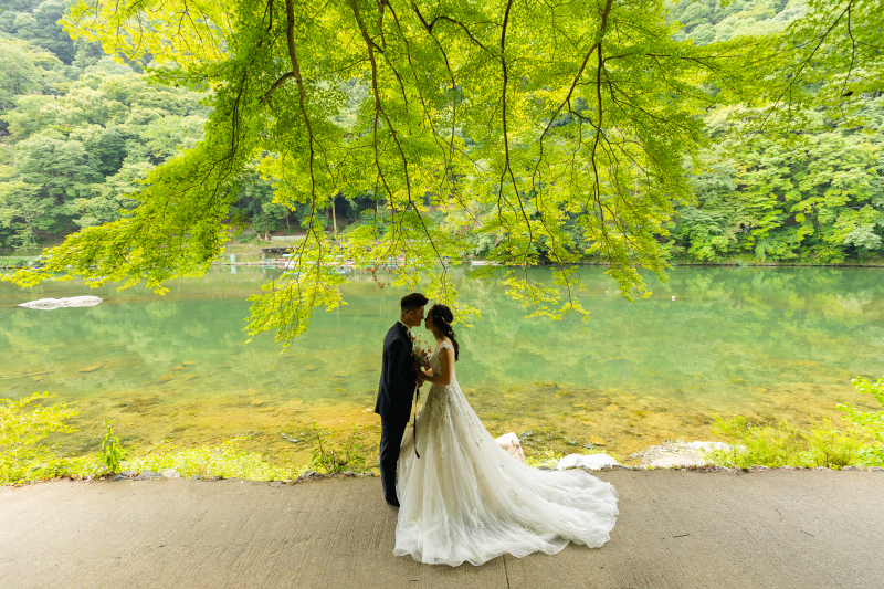 綺麗な桂川と新緑と。