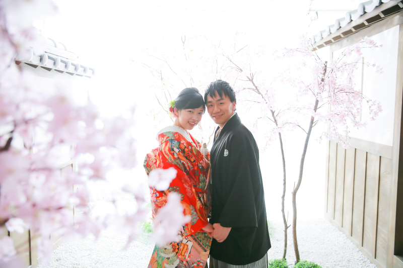 お庭の中に桜が満開♪