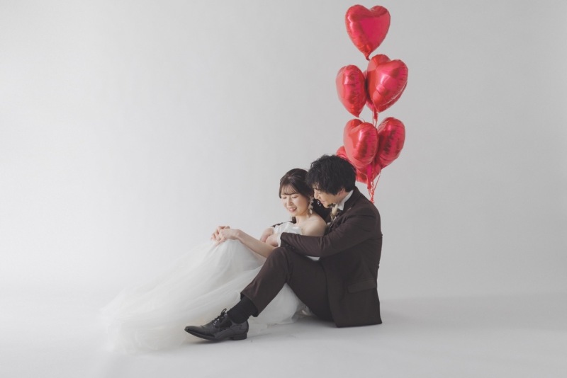 ハートの風船を使って♪