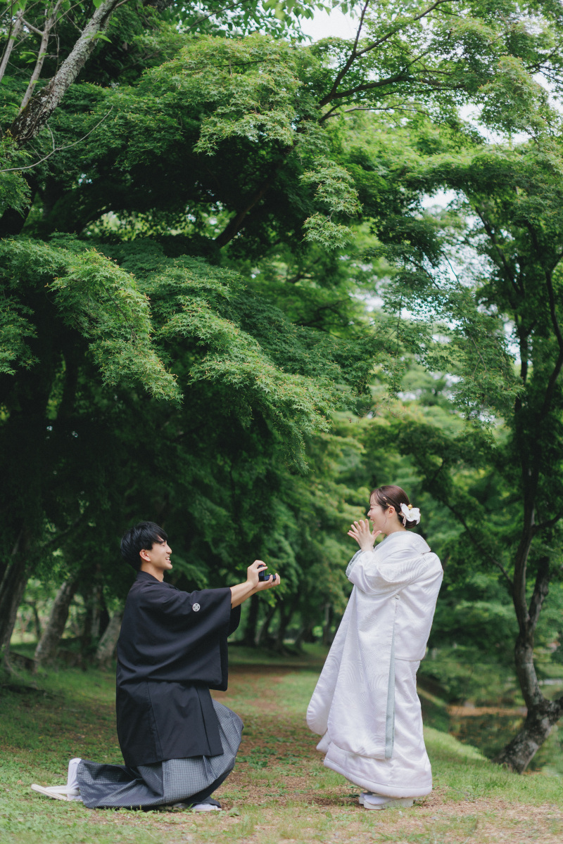 新緑の中落ち着いた雰囲気で和装撮影