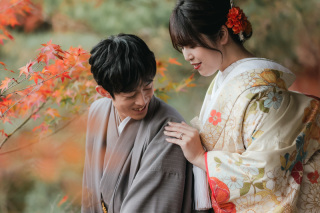 梅小路公園で紅葉和装前撮り