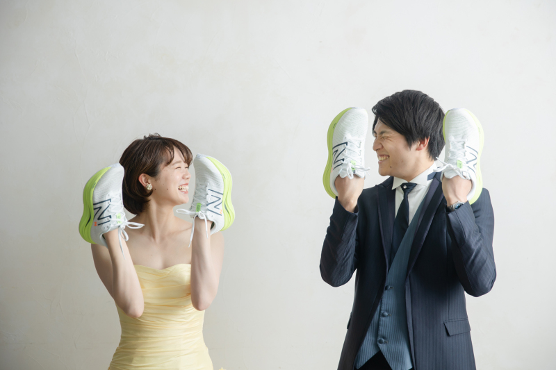 お揃いのランニングシューズ