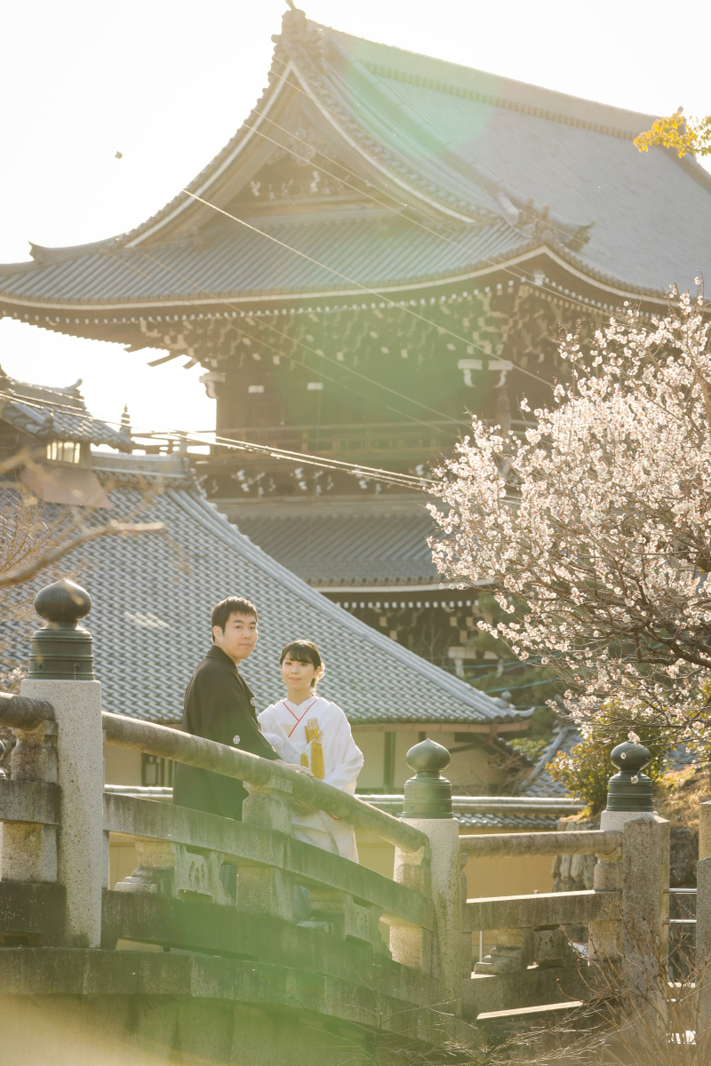 桜と金戒光明寺をバックに春らしい１枚