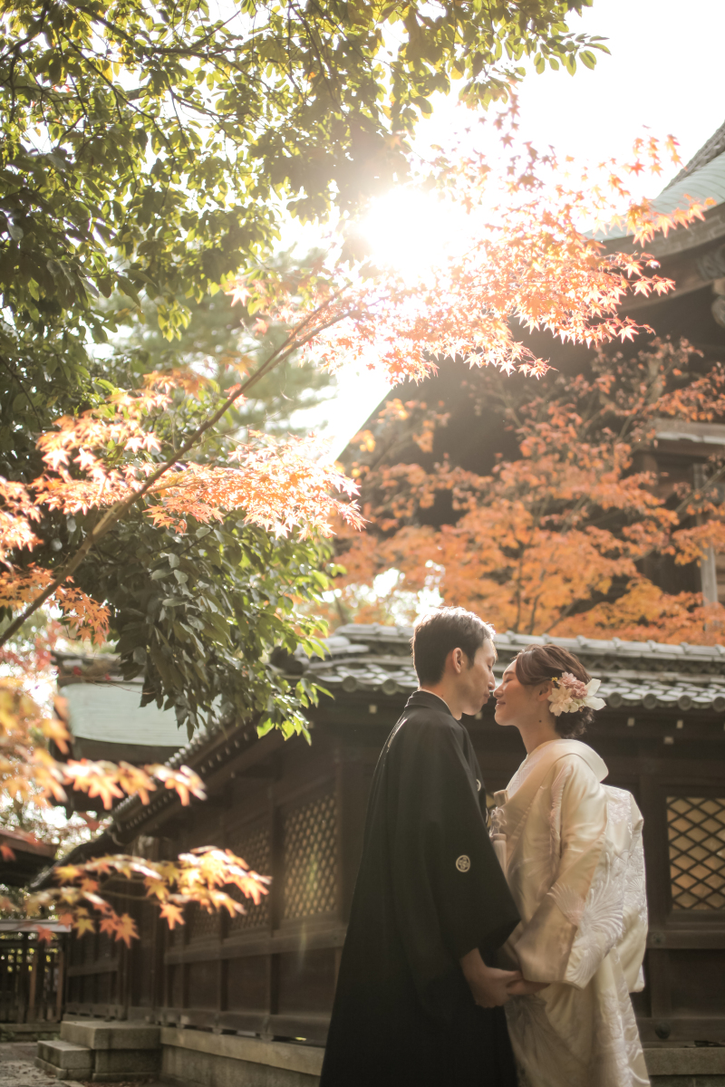 秋。紅葉。京都で和装前撮りは素敵です！
