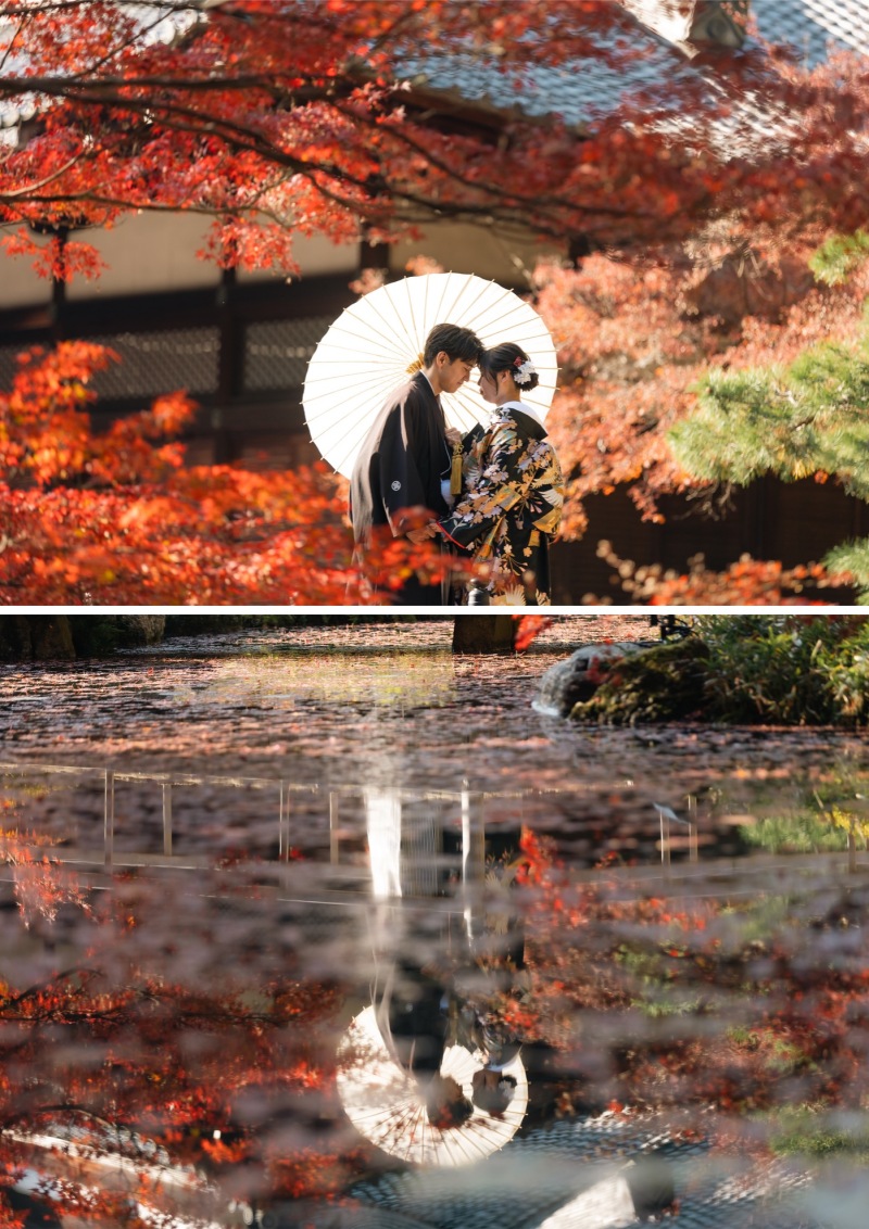 水面に映るお二人。