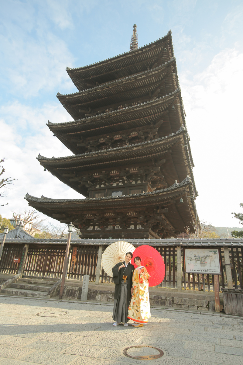 五重塔の前で和傘撮影◎
