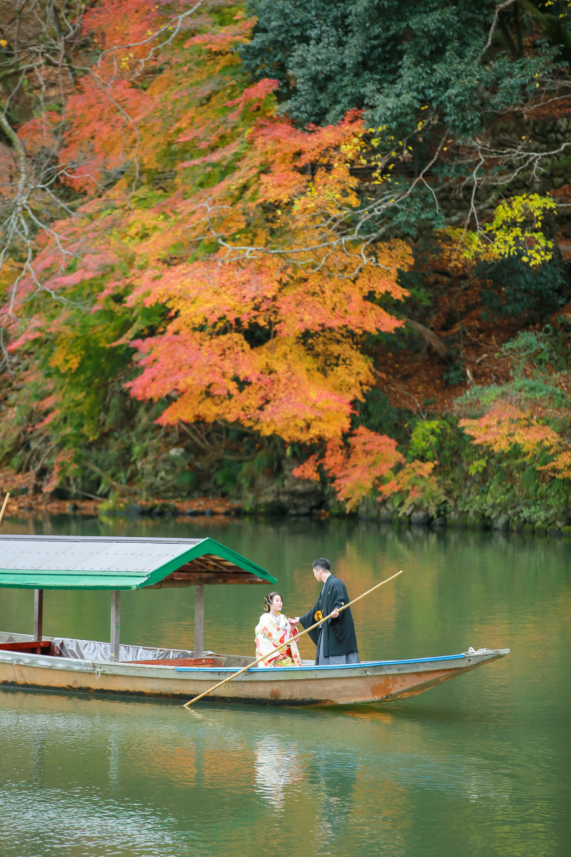 屋形船にのってフォトウェディング