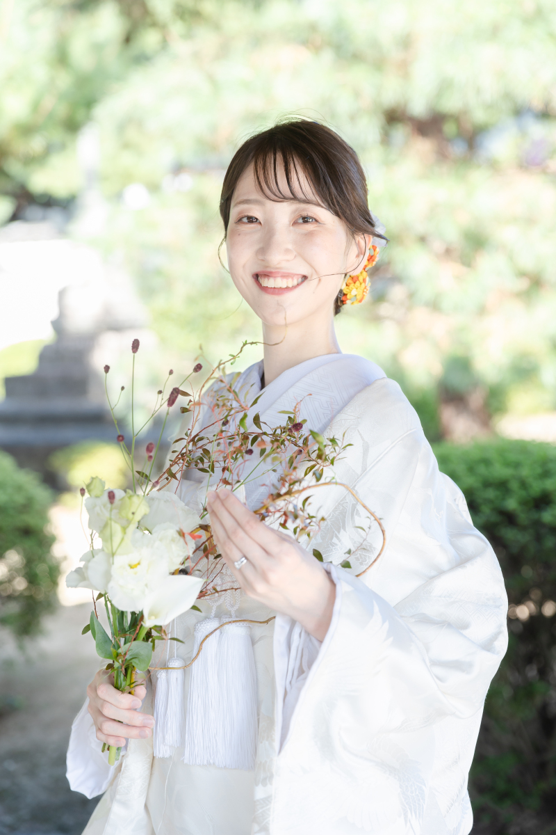 新婦様が手作りされたブーケをお持ちいただきました