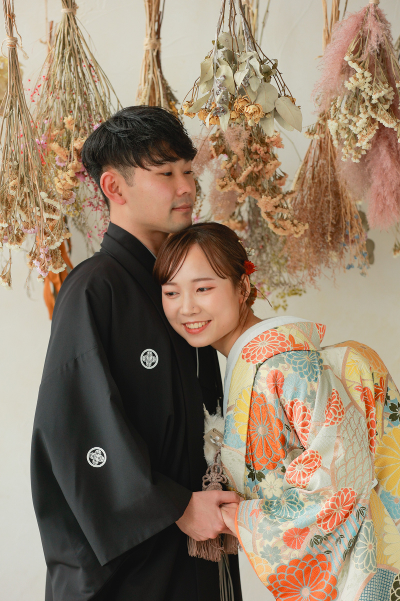 ドライフラワーと和装も