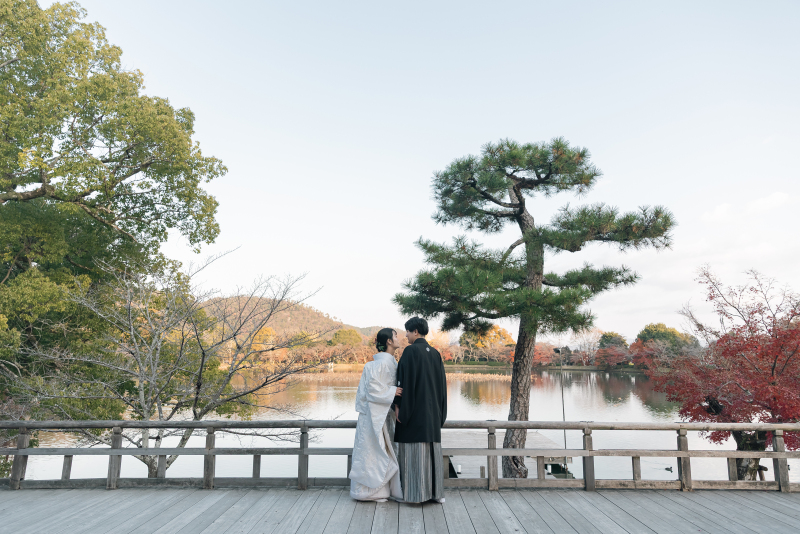 大覚寺の舞台で。