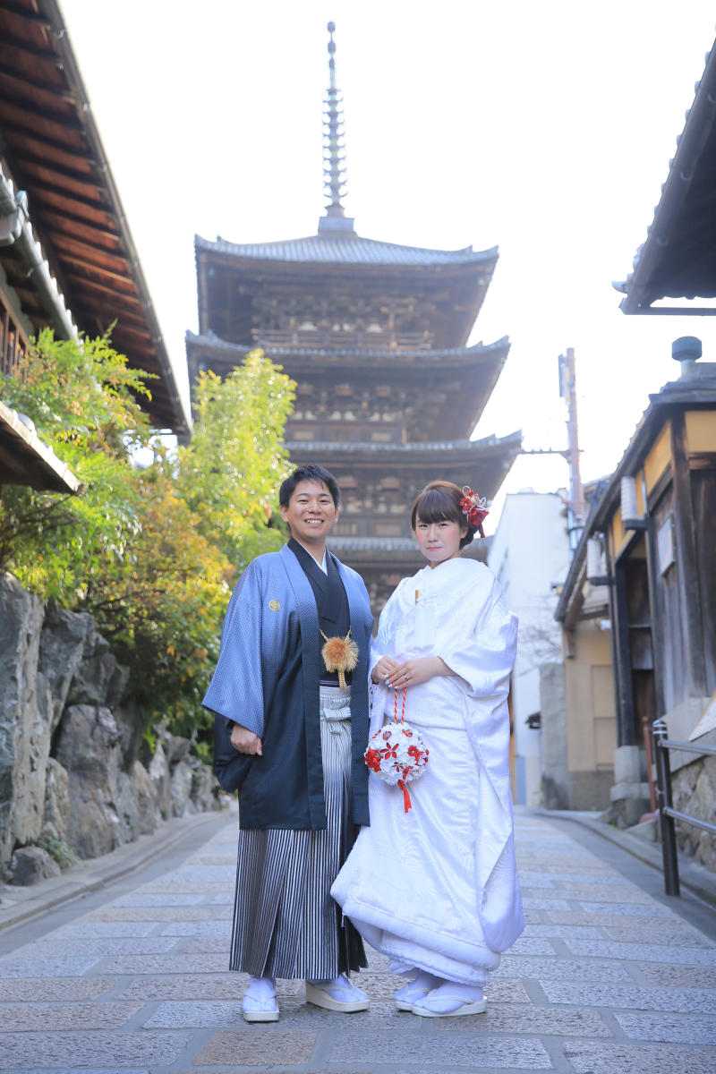 冬の京都の街並みと。