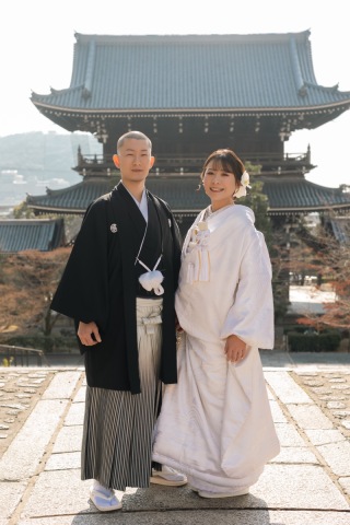 和装で金戒光明寺ロケーション