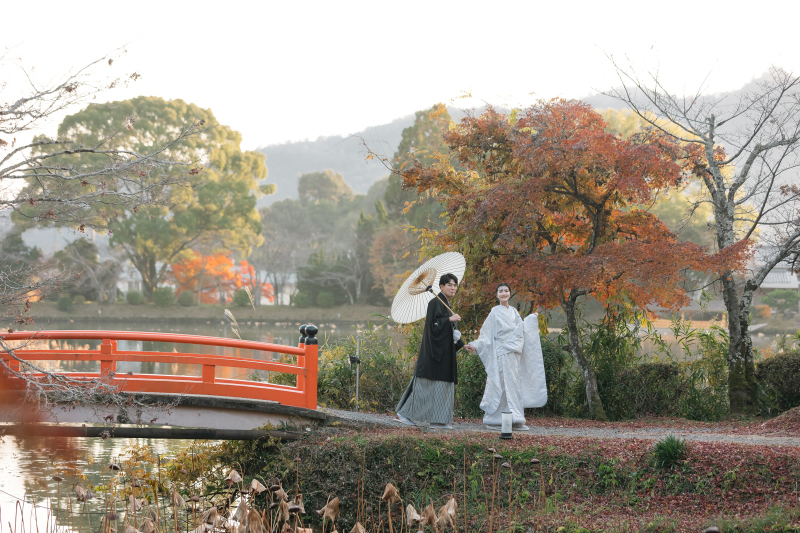 大覚寺のお庭で