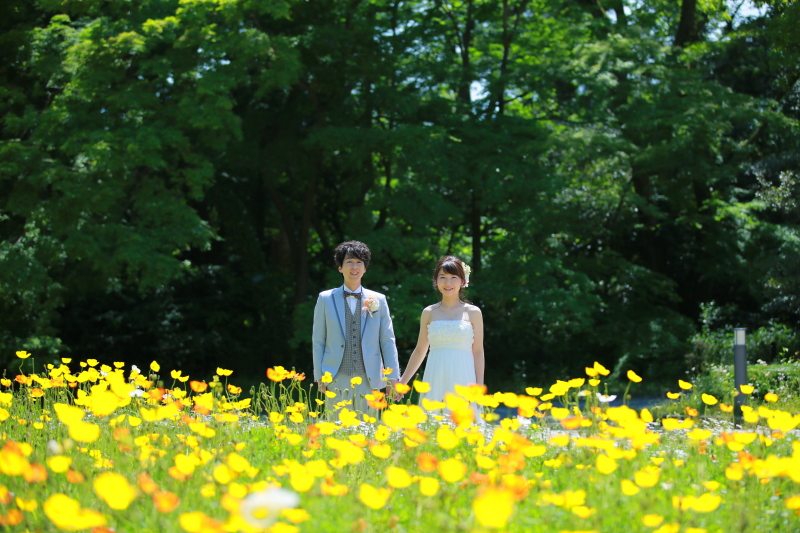 お花に囲まれて