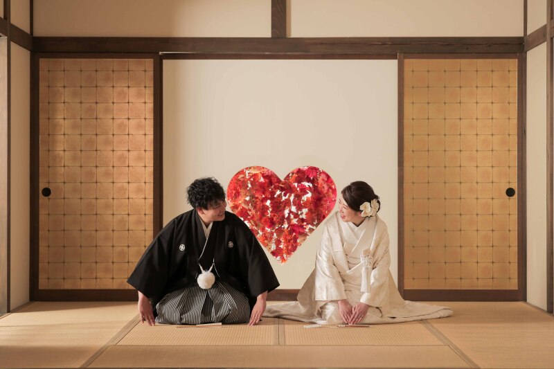 最後はハートの窓のある和室で