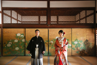 和庭園での撮影。