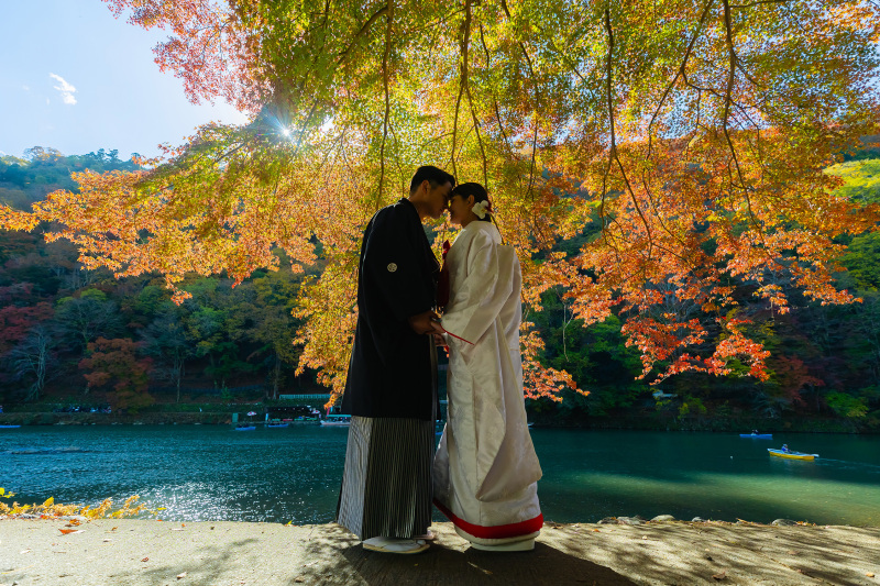 場所は秋真っ盛りの嵐山