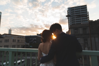 夕日の居留地撮影