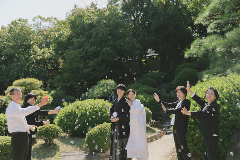 白無垢で相楽園