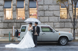 雨の居留地撮影