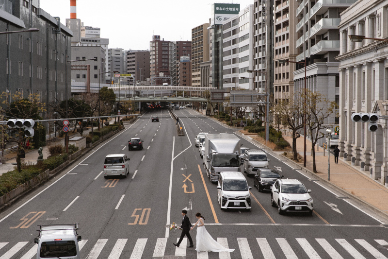 横断歩道で