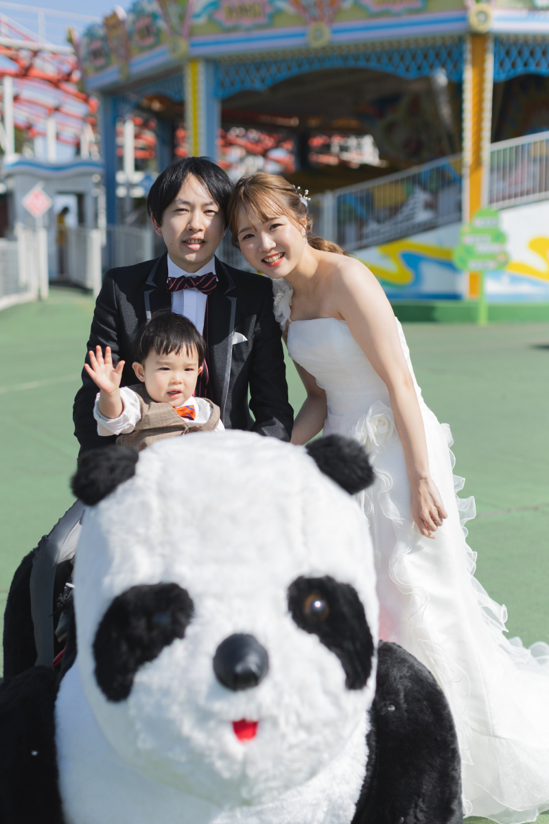 パンダに乗りながら・・・！