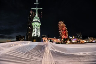 夜ハーバーでのベールシーン　