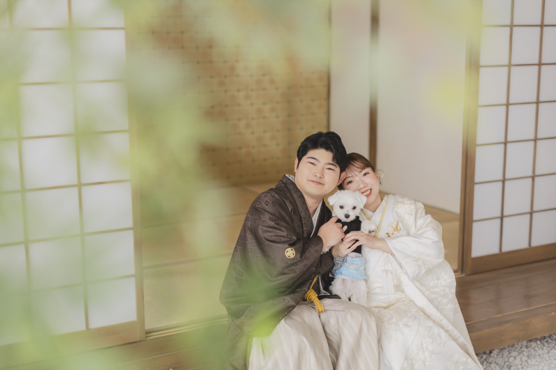 【和装のスタジオでわんちゃん撮影】撮影&150カット以上全データ&台紙付写真