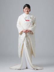 絞り飛翔鶴銀刺繍フキ袖赤ライン/00645