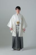 紋付袴　アイボリー紋付×グラデーション袴