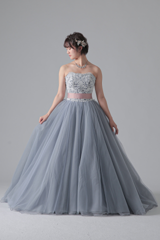 グレーホワイトトップス刺繍/ED00032