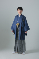 紋付袴　ネイビー紋付×スタンダード袴