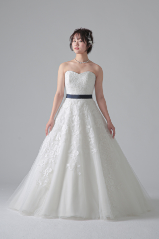 トップス透明スパン刺繍　（ネイビーリボン）/62935