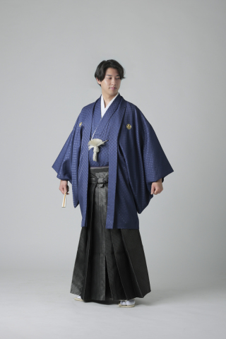 ネイビー×黒格子