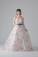 胸元クロスギャザー花柄ベルベットリボン/ED60882