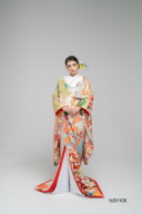 彩りに牡丹鶴 白 / IU01105