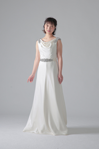 ネックラインドレープ肩ジルコン/WD62551