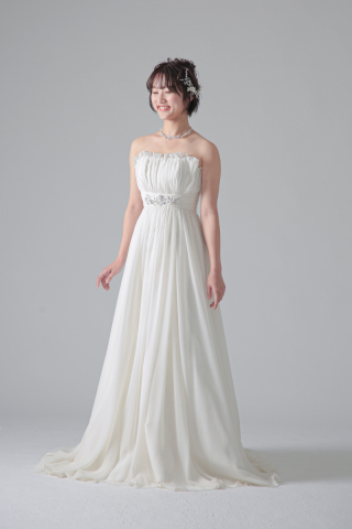 胸元ギャザーフリルビジュー切替/WD62366