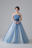 トップスシャーリング配色ベルト（ブルー）/ED60883