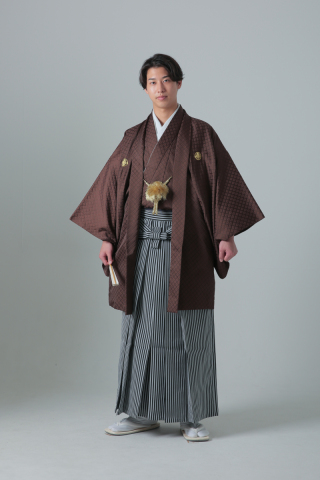 紋付袴　ブラウン紋付×スタンダード袴