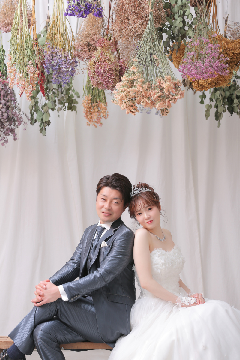 ドライフラワーの壁で