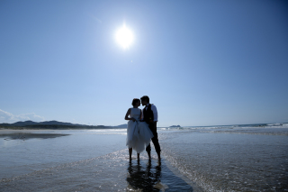 糸島の海でロケーションフォト