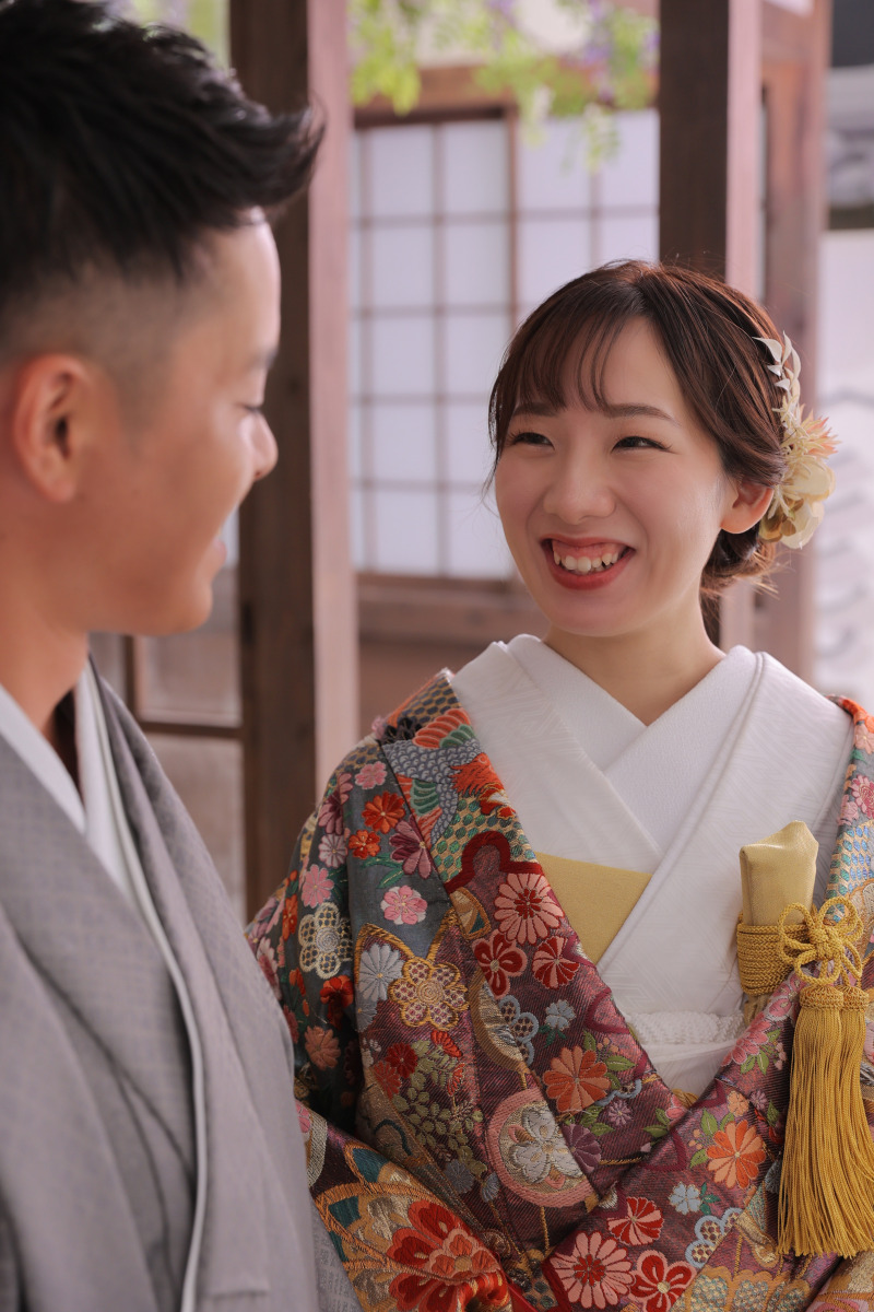 お花柄がかわいい色打掛