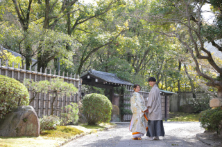 純日本庭園の友泉亭で和装撮影♪