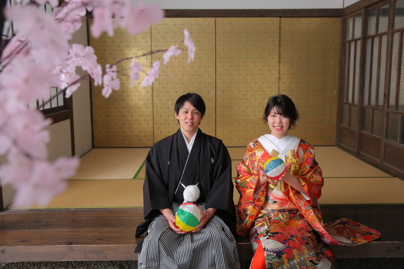 屋内庭園で和装♪