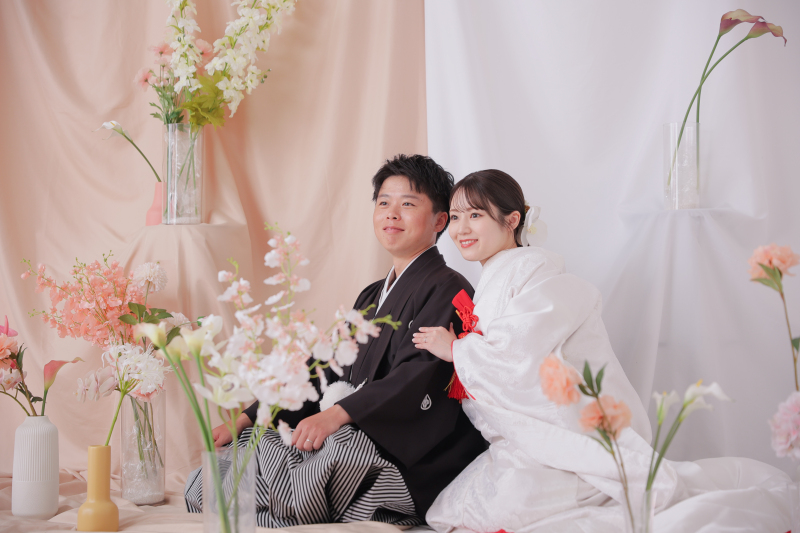 お花いっぱいの背景で