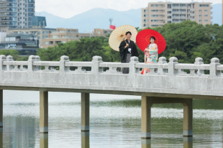 大濠公園で和装撮影