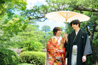 緑の中で和装ロケーション