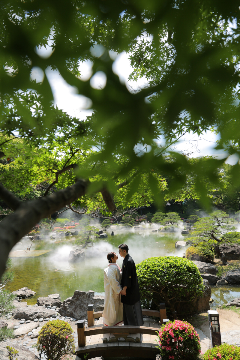 大濠日本庭園で和装、ハウススタジオで洋装撮影♪