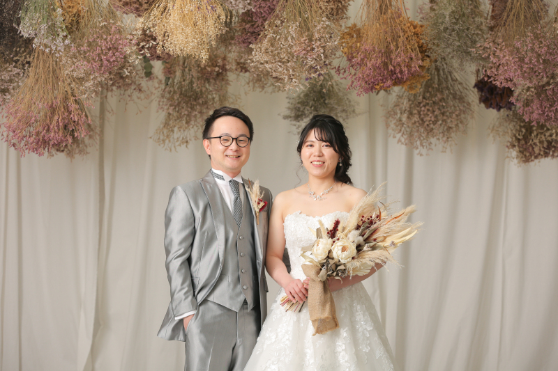 ドライフラワーの下